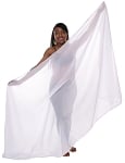 3 Yard Chiffon Belly Dance Veil with Sequin Trim - WHITE / SILVER