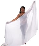3 Yard Chiffon Belly Dance Veil with Sequin Trim - WHITE / GOLD