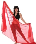 3 Yard Chiffon Belly Dance Veil with Sequin Trim - RED / GOLD