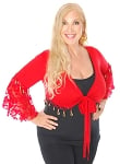 Choli Top with Lace Butterfly Sleeves & Coins - RED