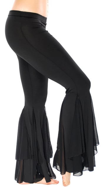 Handkerchief Hem Fusion Dance Pants - BLACK