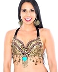 Arabia Coin Bra Top with Swags & Turquoise Medallion