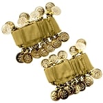 Chiffon Stretch Bracelets with Beads & Coins (PAIR): GOLDEN / GOLD