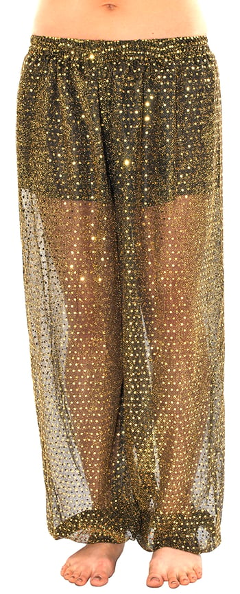 Sparkle Dot Harem Pants - BLACK / GOLD