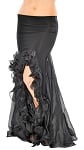 Trumpet Mermaid Skirt with Ruffles & Slits - BLACK