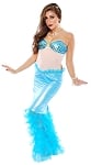 Sparkling Mermaid Halloween Costume with Ruffle Skirt - TURQUOISE / GOLD