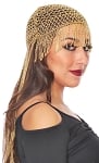 Cleopatra Beaded Belly Dance Headpiece with Long Fringe - GOLD