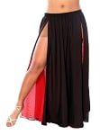 Reversible 2-Layer Chiffon Dance Skirt - RED / BLACK