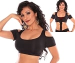 Reversible Open Shoulder Dance Choli Half Tie Top - BLACK