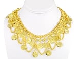 Classic Coin Necklace with Chain Swags - GOLD