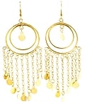 Double Hoop Earrings with Faux Coins - GOLD