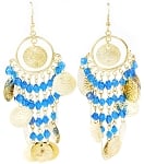 Coin Earrings with Glass Beads - ANTIQUE GOLD / TURQUOISE