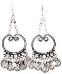 Silver Tribal Cabaret Chain & Coin Drop Earrings