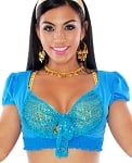 Tie-Front Half Top Choli for Dance and Stage - JASMINE TURQUOISE