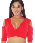 Open Shoulder Half Top Dance Choli - RED