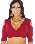 Open Shoulder Half Top Dance Choli - BURGUNDY