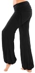 Comfortable Dance Fusion Harem Pants with Ruched Overskirt - BLACK