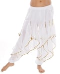 Endless Wave Bollywood Ruffle Belly Dance Harem Pants - WHITE / GOLD