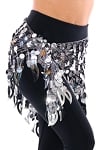Paillette Triangle Shawl Belly Dance Hip Wrap Hipscarf - SILVER