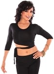 3/4 Sleeve Criss-Cross Tie Top Choli - BLACK