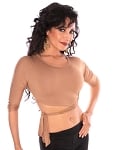 3/4 Sleeve Criss-Cross Tie Top Choli - SAND