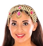 Arabian Nights Belly Dance Costume Headband with Faux Jewels - FUCHSIA