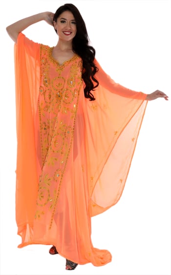 CAIRO COLLECTION: Traditional Khaleeji Thobe Dress - ORANGE