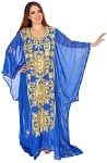 CAIRO COLLECTION: Traditional Khaleeji Thobe Dress - BLUE / GOLD