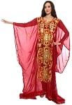 CAIRO COLLECTION: Traditional Khaleeji Thobe Dress - BURGUNDY / GOLD