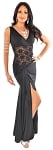 Elegant Dance Dress with Lace Torso and Hip Wrap - BLACK