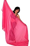 3 Yard Chiffon Belly Dance Veil with Sequin Trim - ROSE PINK / SILVER