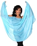 Petite Semi-Circle Chiffon Belly Dance Veil with Sequin Trim - TURQUOISE / SILVER