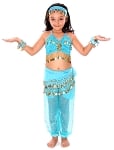 6-Piece Sparkle & Shine Genie Belly Dancer Kids Costume - TURQUOISE