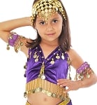 Little Girl's Velvet Belly Dance Costume Top - PURPLE