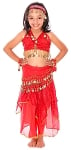 Little Girls Shimmer & Sparkle Belly Dance Costume with Coins - RED