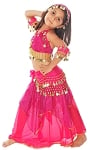 Little Girls Shimmer & Sparkle Belly Dance Costume with Coins - FUCHSIA