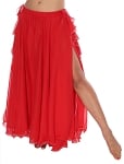 2-Layer Chiffon Dance Skirt with Ruffle Fringe - RED