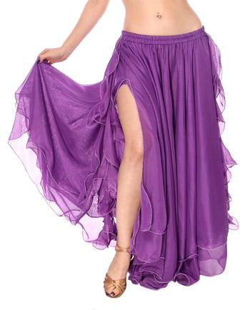 2-Layer Chiffon Dance Skirt with Ruffle Fringe - PURPLE 