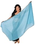 Petite Chiffon Belly Dance Veil with Sequin Trim - BLUE TURQUOISE / GOLD