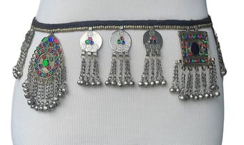 Afghani Kuchi Costume Belt with Medallions, Coins, Bells, and Dangles