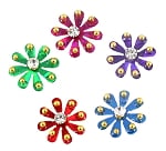 5-Pack of Flower Shaped Bindis / Body Art Jewel Adhesives - ASSORTED COLORS