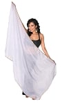 Petite Chiffon Belly Dance Veil with Sequin Trim - WHITE / GOLD