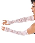 Long Lace Gloves / Sleeves (PAIR) - WHITE