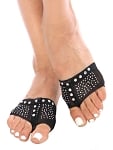 Fabric Dance Half-Sole Shoe with Rhinestones - BLACK