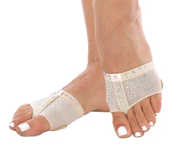 Fabric Dance Half-Sole Shoe with Rhinestones - LIGHT NUDE