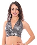 Metallic Dance Costume Halter Top - LIQUID METAL