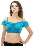 Off-the-Shoulder Comfy Half Top Dance Choli - TURQUOISE