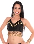 Chiffon Costume Top with Coins - BLACK / GOLD