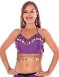 Chiffon Costume Top with Coins - PURPLE GRAPE / GOLD
