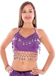Chiffon Costume Top with Coins - PURPLE GRAPE / SILVER